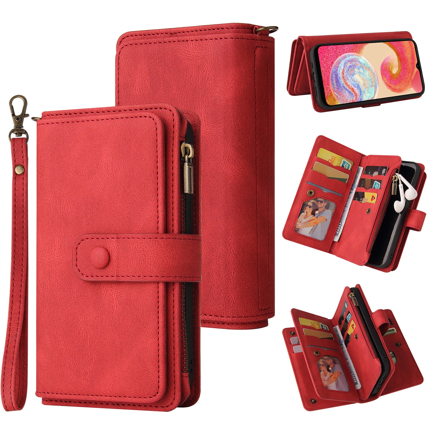 For Samsung Galaxy A04e 4G / F04 4G / M04 4G Phone Case KT Multi-Functional Series-2 Multiple Card Slots Leather Wallet Cover For Samsung Galaxy A04e 4G / F04 4G / M04 4G Phone Case KT Multi-Functional Series-2 Multiple Card Slots Leather Wallet Cover